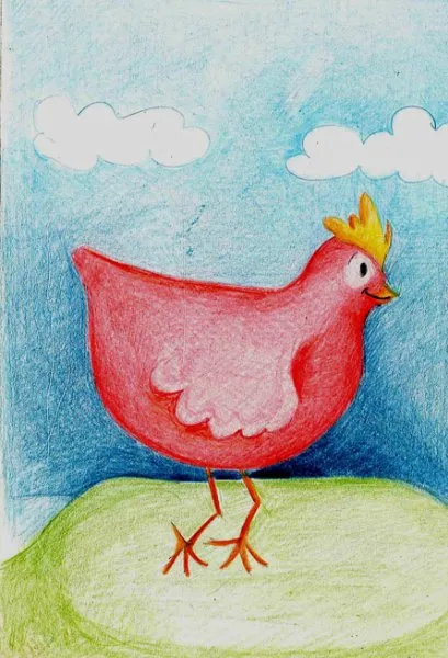 Ilustracin del Cuento Infantil La gallinita colorada