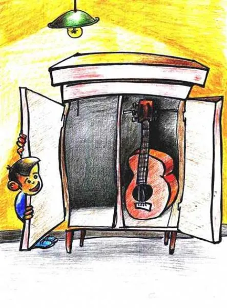 Ilustracin del Cuento Infantil La guitarra en el ropero