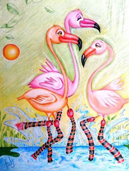 Ilustracin del Cuento Infantil Las medias de los flamencos