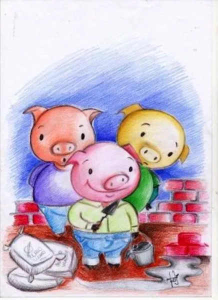 Ilustracin del Cuento Infantil Los tres chanchitos