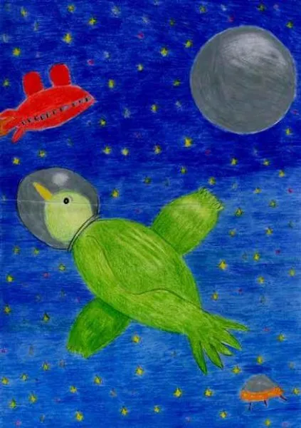 Ilustración del Cuento Infantil El pajarito Astronauta
