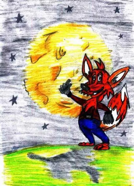 Ilustración del Cuento Infantil El viaje del zorro a la luna