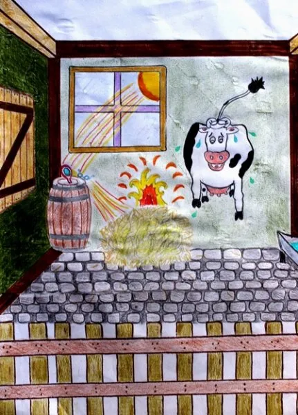 Ilustración del Cuento Infantil La Vaca que vuela